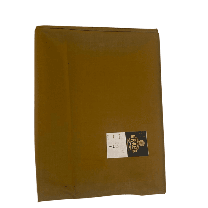 Folded mustard brown ochre men's unstitched wash and wear suiting fabric