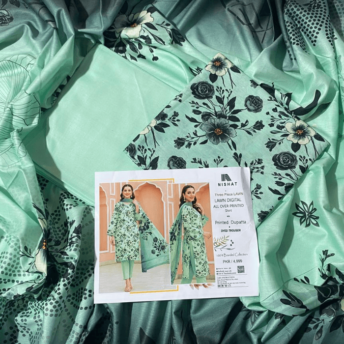 Nishat 3-Piece Lawn Digital Allover Shirt Printed Dupatta And Dyed Trouser β image 8
