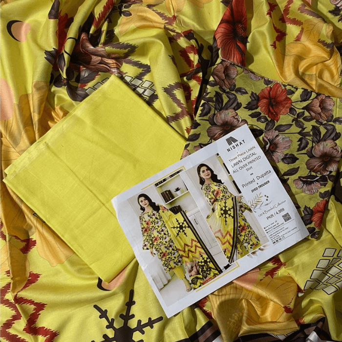 Nishat 3-Piece Lawn Digital Allover Shirt Printed Dupatta And Dyed Trouser β image 4