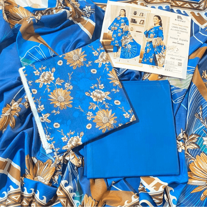 Nishat 3-Piece Lawn Digital Allover Shirt Printed Dupatta And Dyed Trouser β image 3