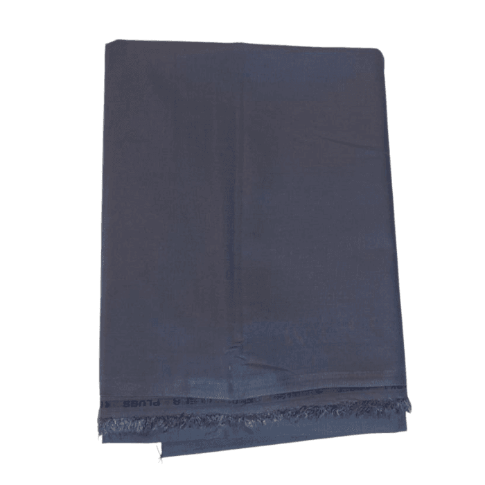 Folded charcoal blue men's unstitched wash and wear suiting fabric