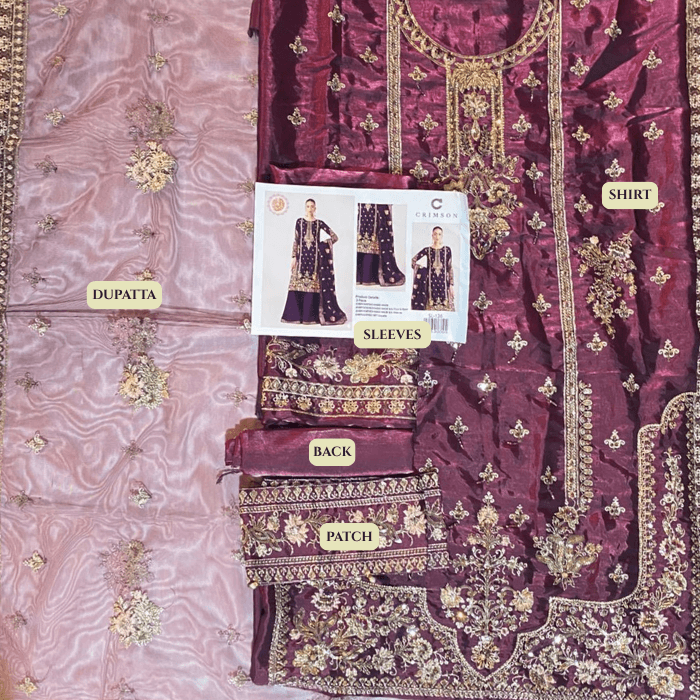 Crimson Hm Silk Fbs Net Dupatta Sl126 (kal)