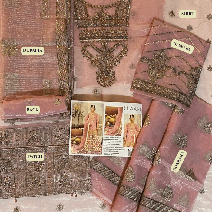 Laam 6 Organza Ehm Fency Khaddi Dupatta 3p Kh351 (kal)