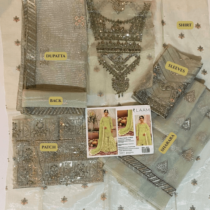 Laam 6 Organza Ehm Fency Khaddi Dupatta 3p Kh351 (kal)