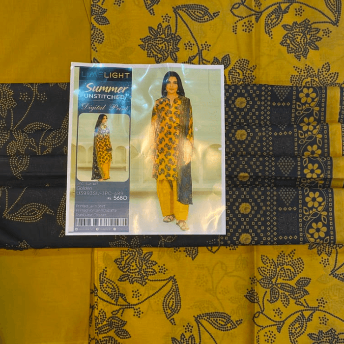 Limelight Printed Lawn Shirt Dyed Lawn Trouser And Printed Voil Dupata
