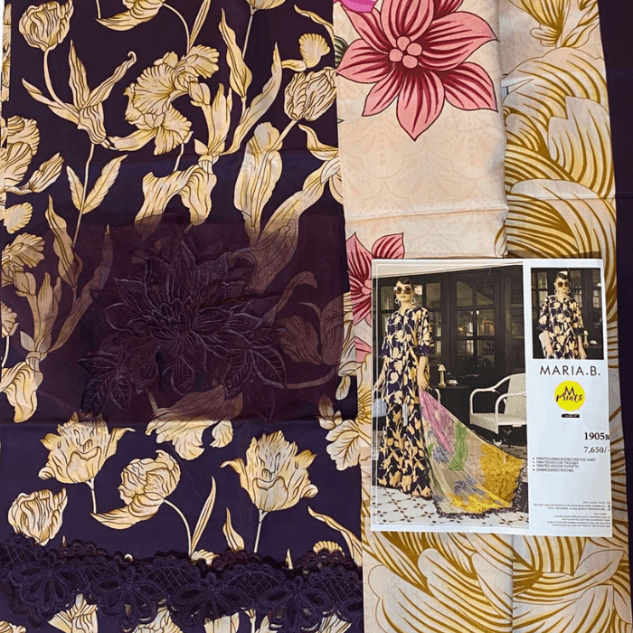 MARIA.B embroidery viscose shirt, dupatta and dyed trouser