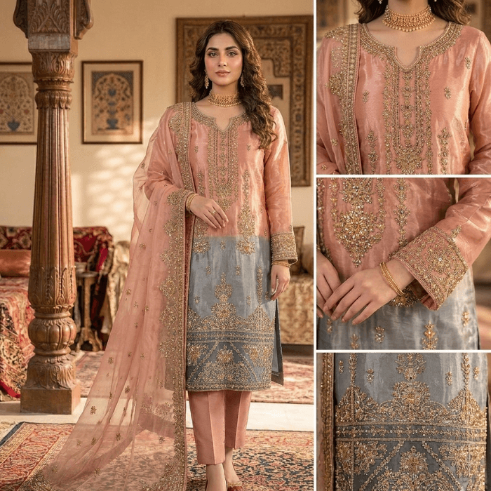 Mushq 2p Hm Silk Fbs Net Dupatta Sl132 (kal)