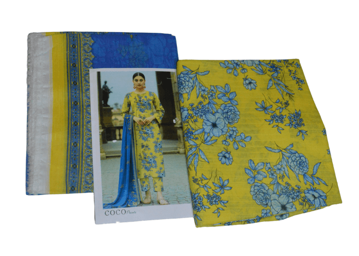 coco print  fancy lawn 3pc unstitched  