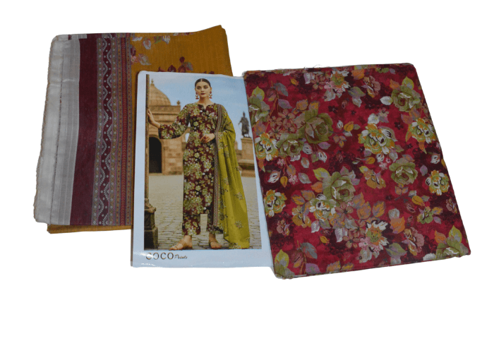 coco print  fancy lawn 3pc unstitched  