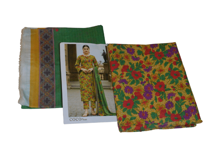 coco print  fancy lawn 3pc unstitched  
