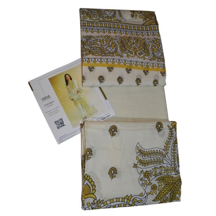 nishat printed lawn shirt dyed trouser and printed voil dupata
