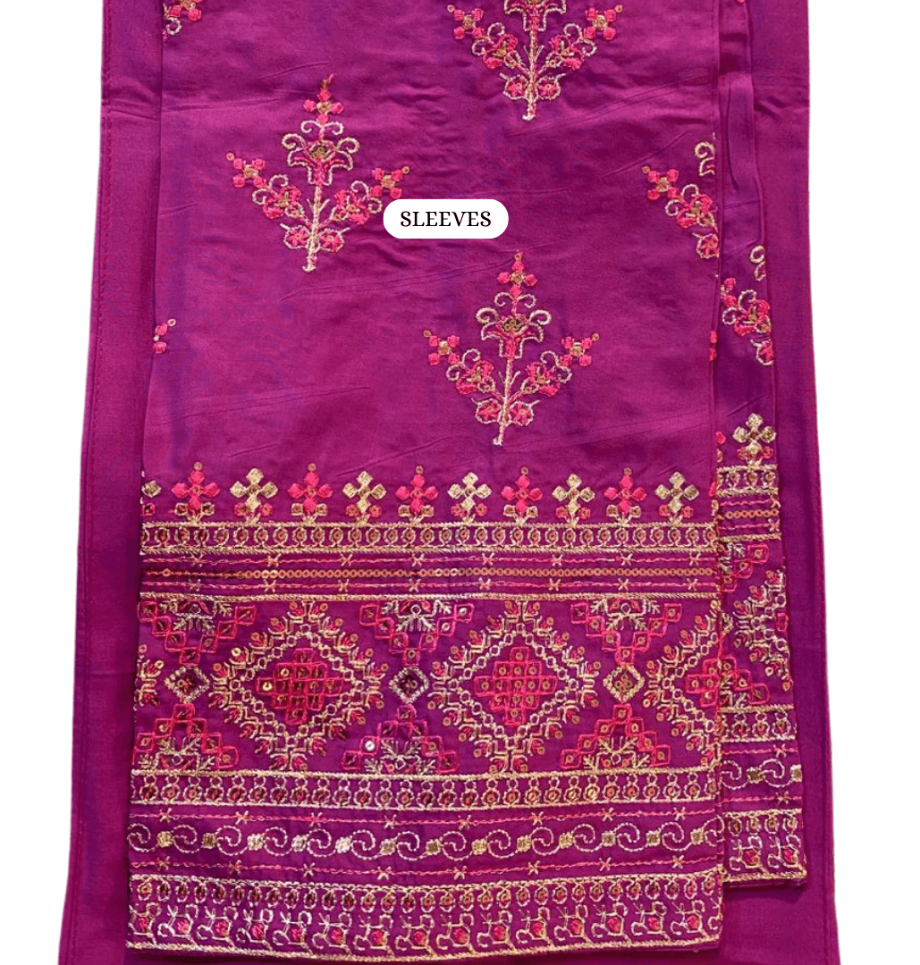 tea pink emb 3pc stitched 